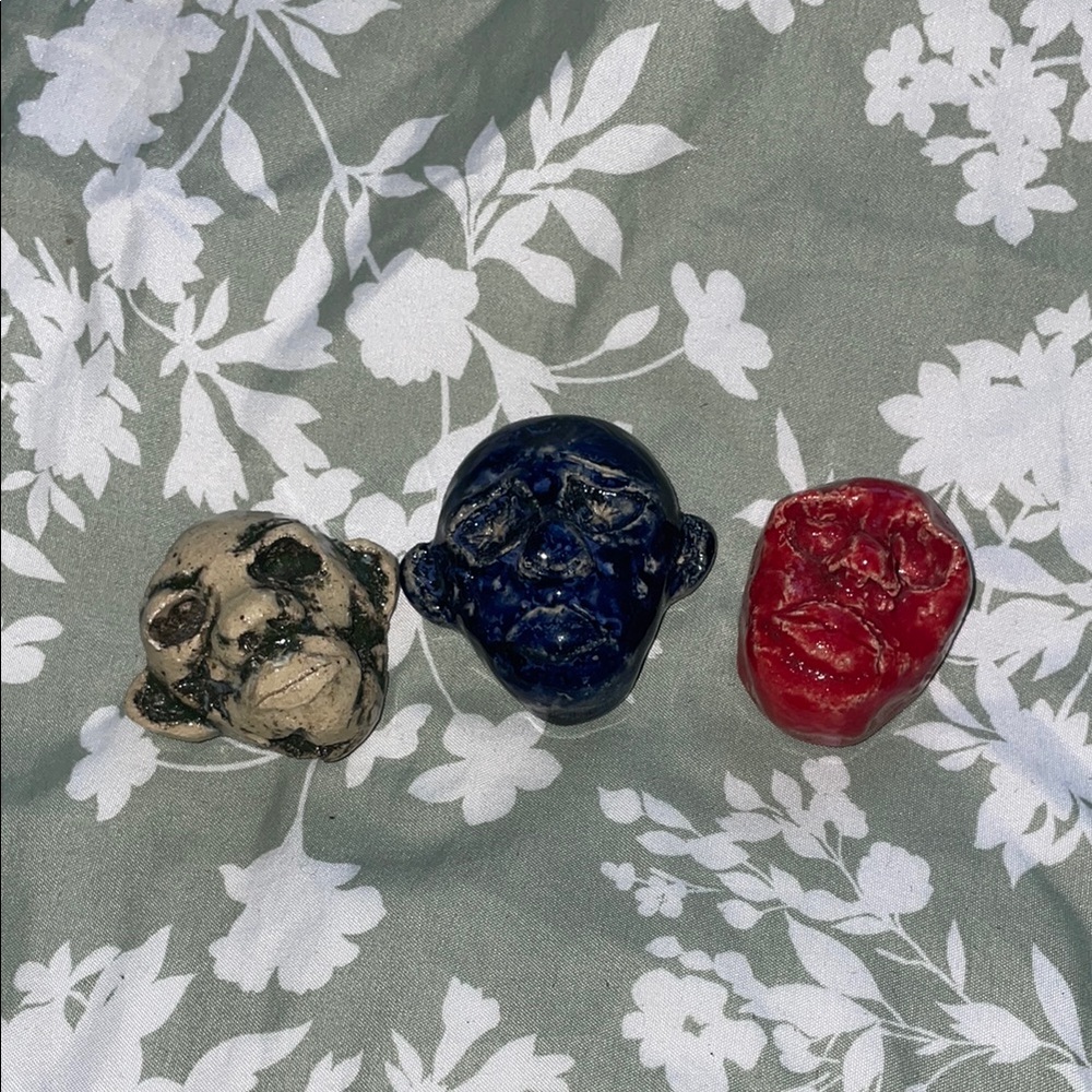 Set of Three Small Artistic Face Sculptures